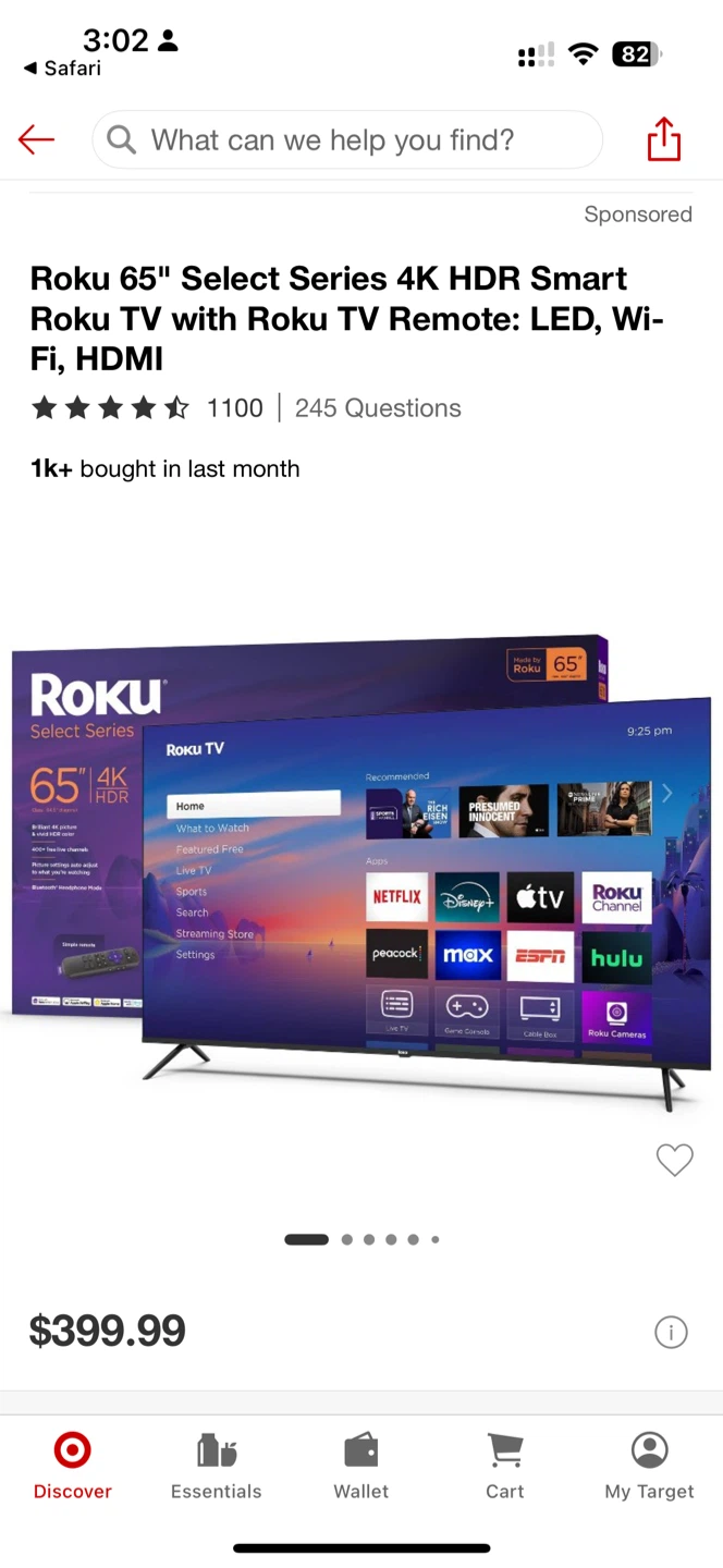 65 inch 4K HDR Roku select TV in perfect condition