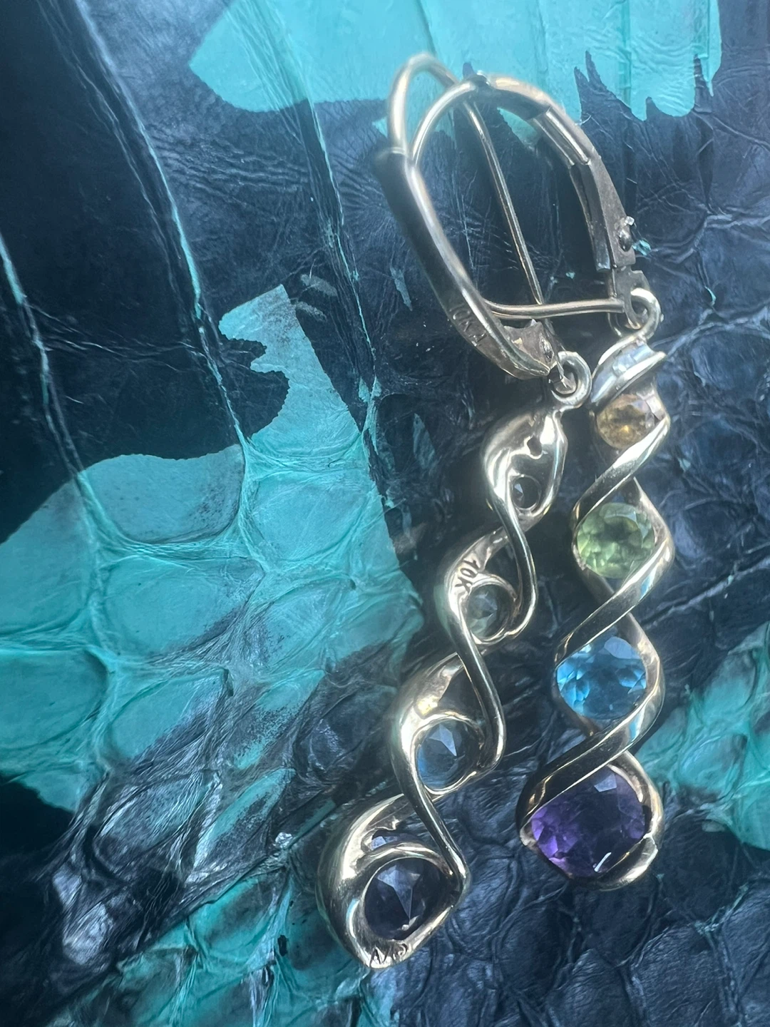 Gold Earrings with Gemstones - photo 3