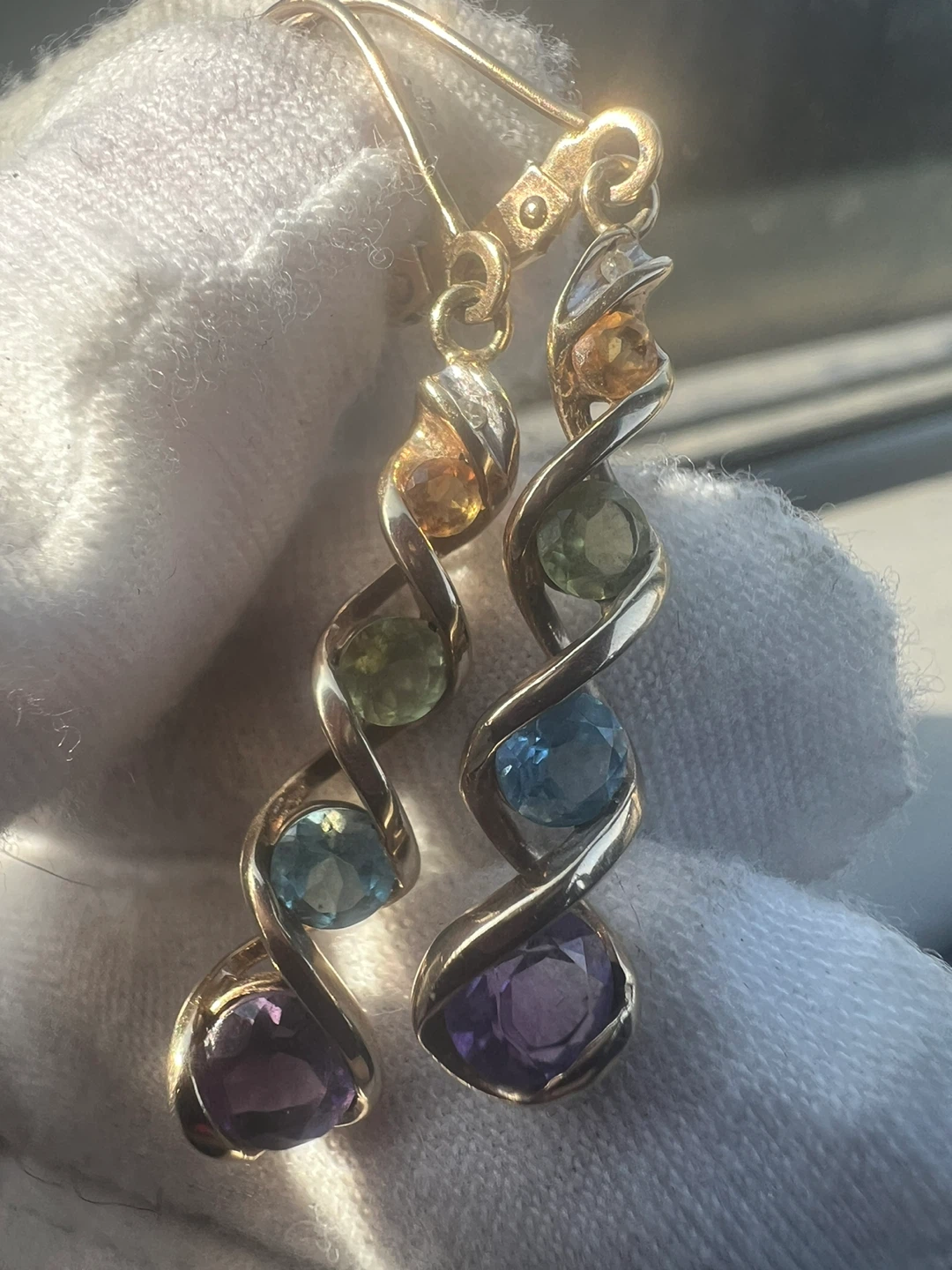 Gold Earrings with Gemstones