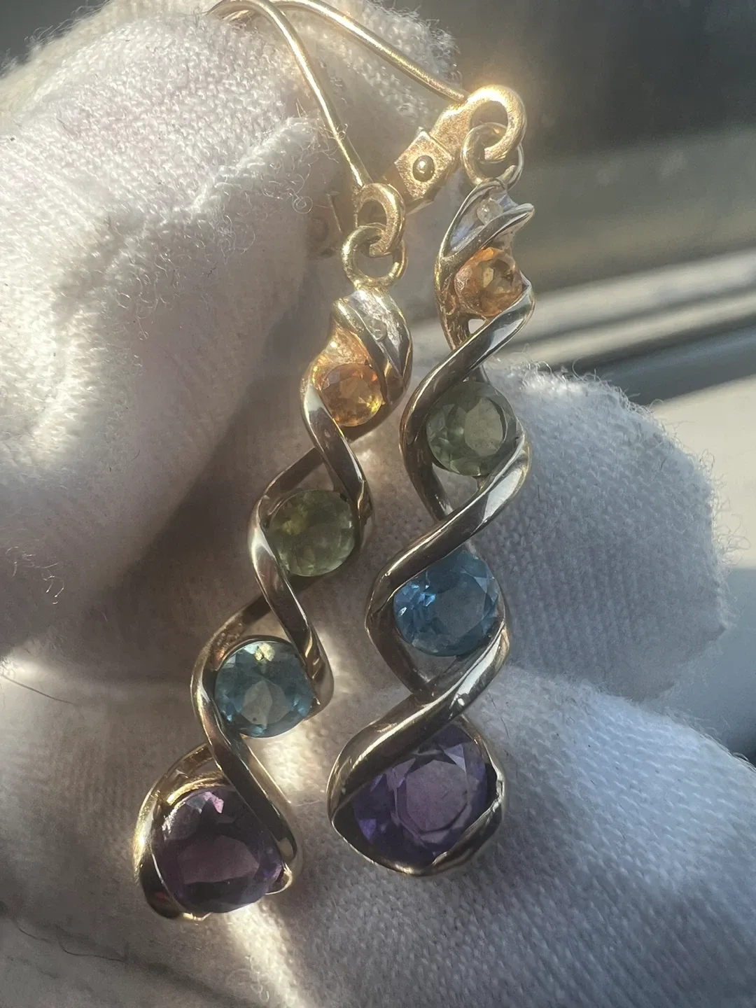 Gold Earrings with Gemstones thumbnail