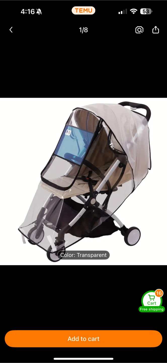 Universal Stroller Rain Cover - Transparent