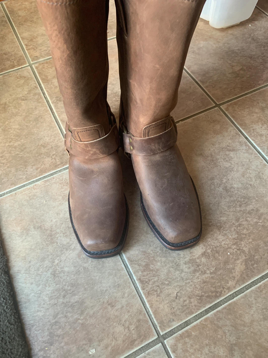 Frye Brown Leather Harness Boots