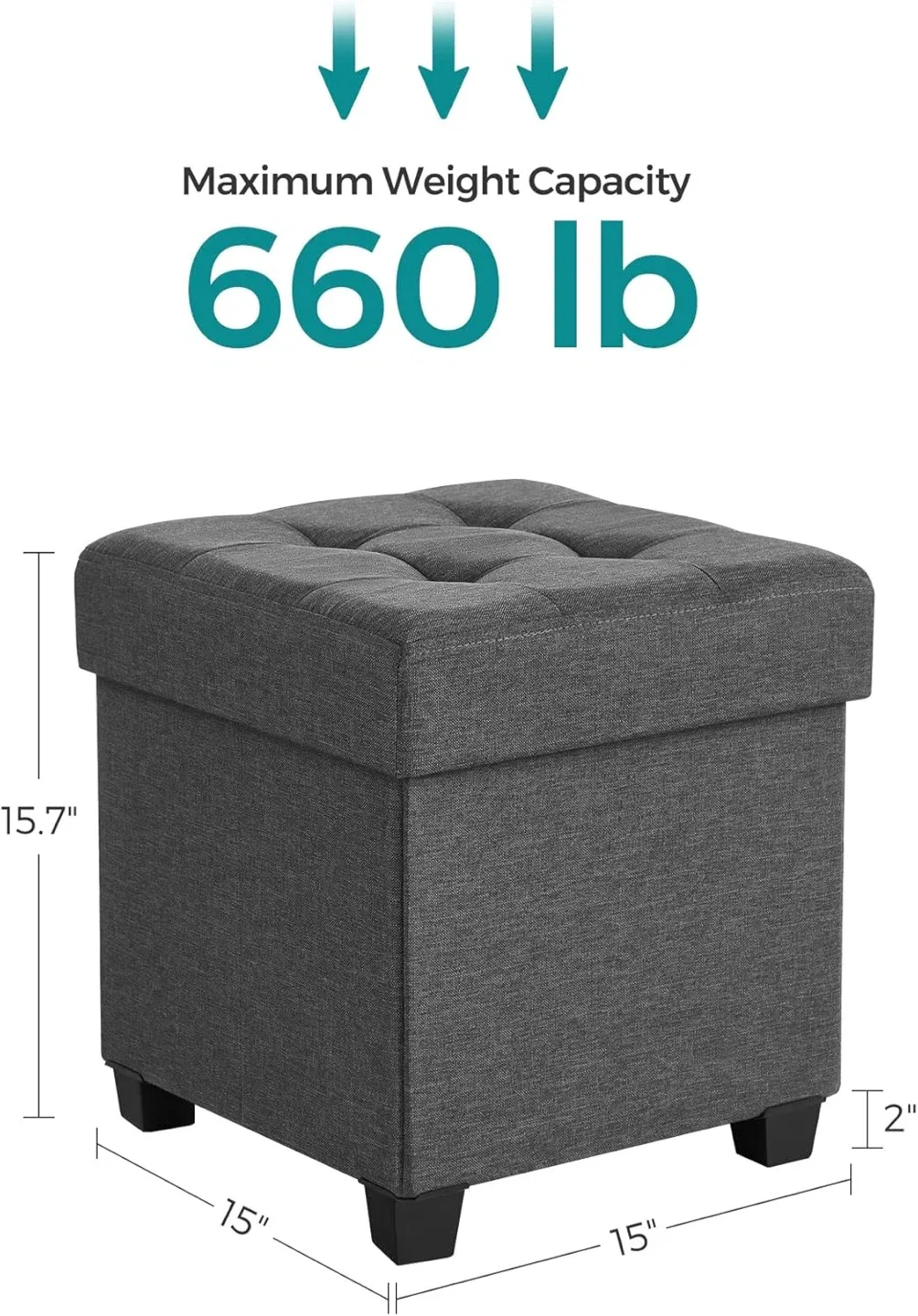 SONGMICS Grey Folding Storage Ottoman image indicator(8)