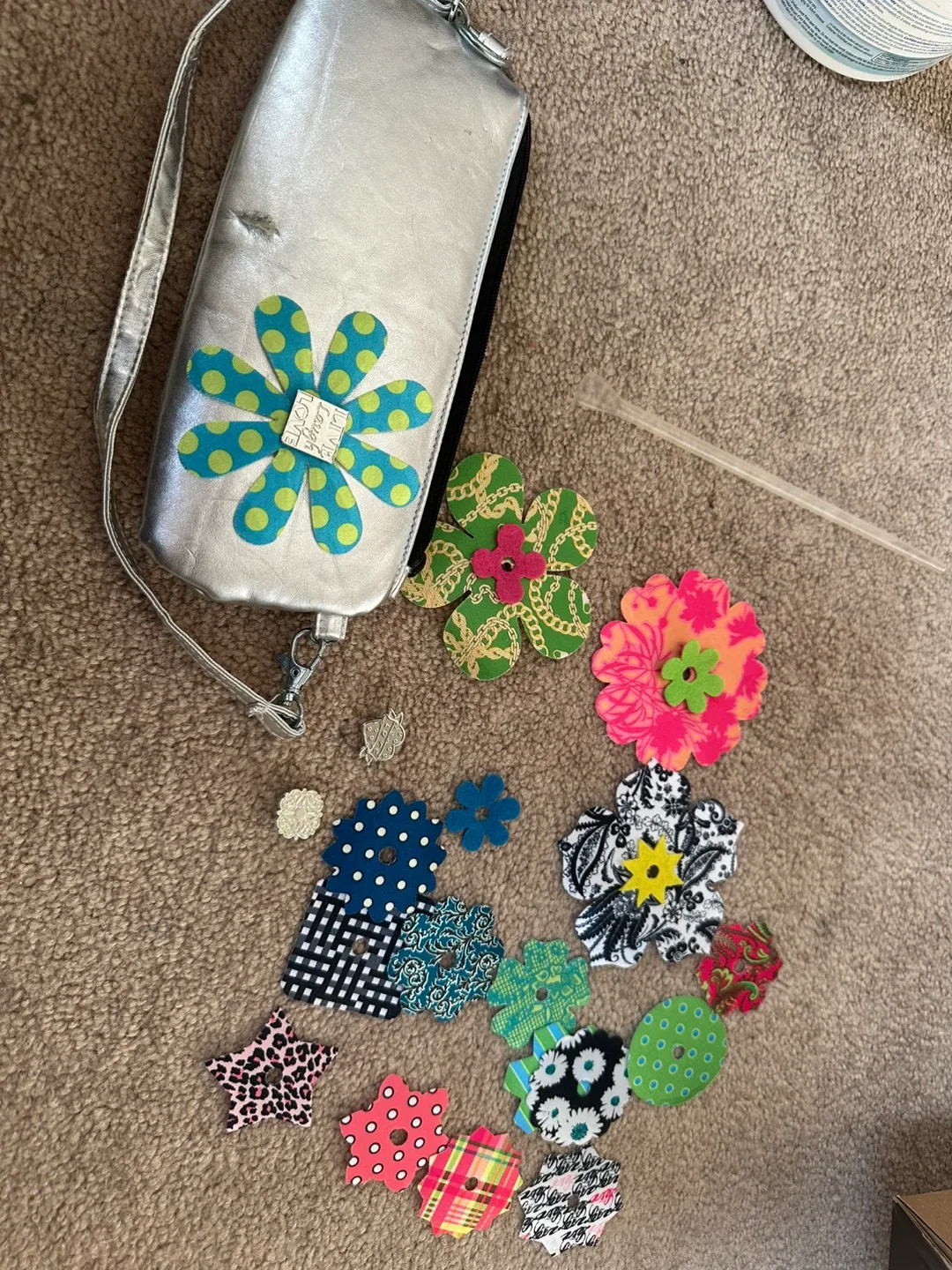 Silver Flower Purse with Handmade Flower Embellishments image indicator(2)