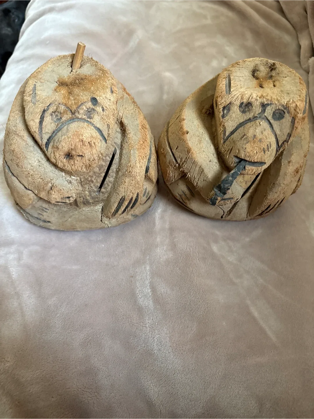 Hand Carved Coconut Monkey Piggy Banks thumbnail