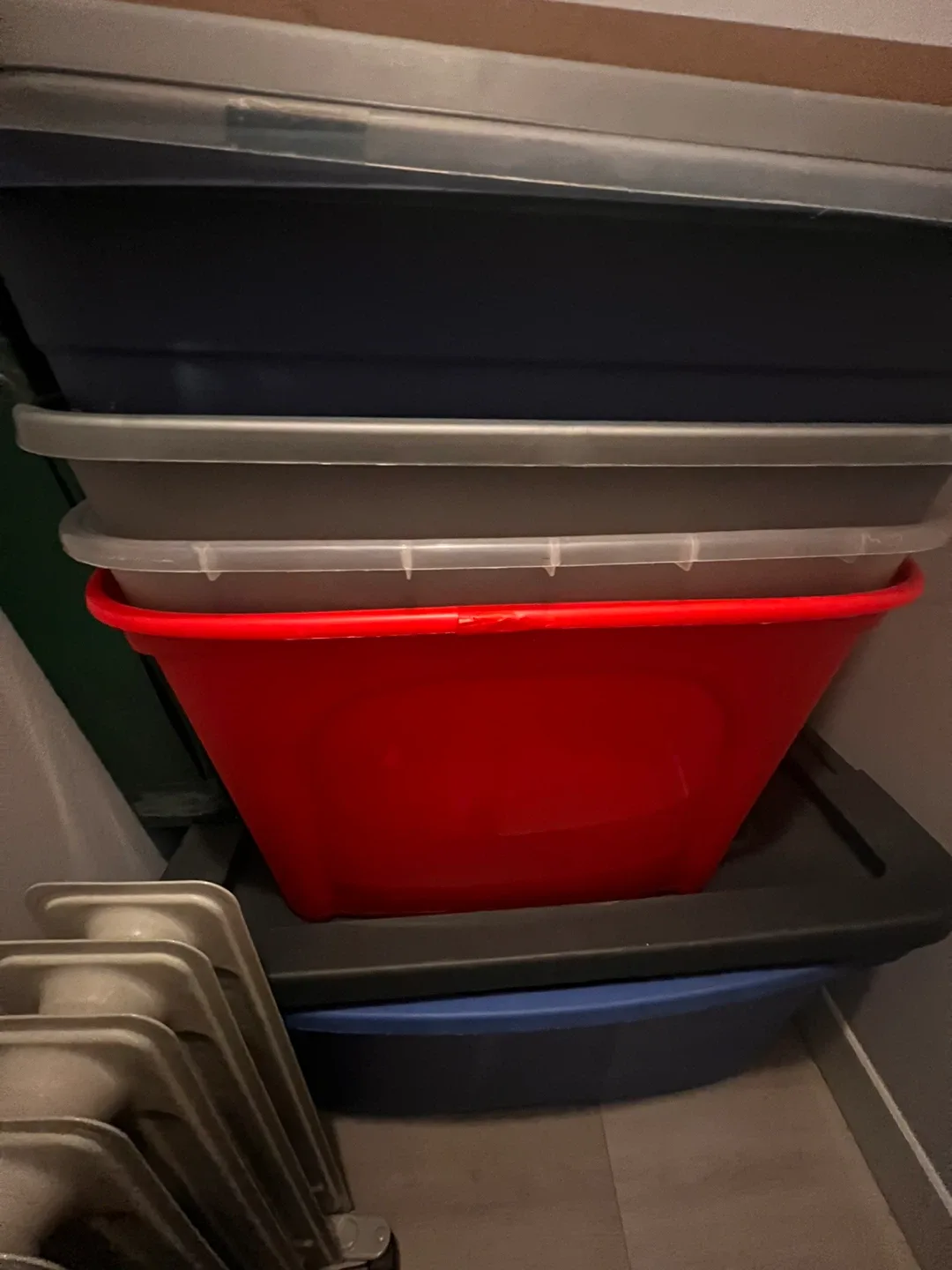 Plastic Storage Totes - Red, Grey, Blue thumbnail