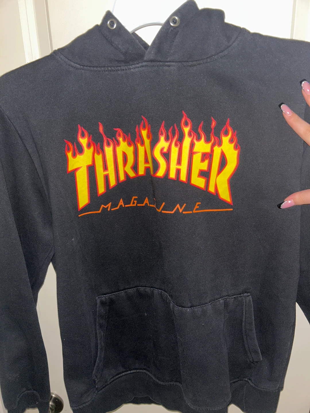 Thrasher Flame Logo Hoodie - Black, XL