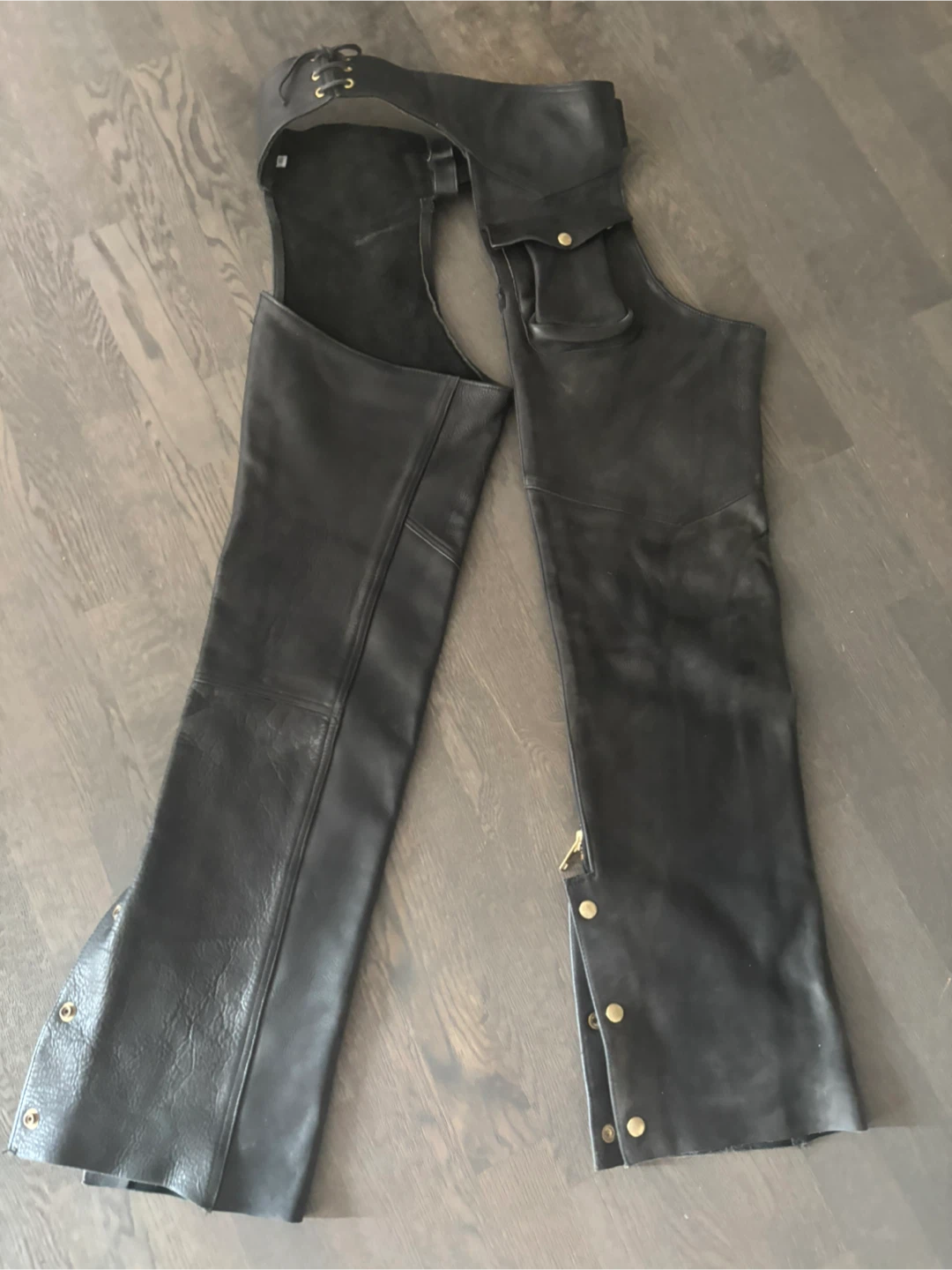 Kerr Leathers Black Leather Motorcycle Chaps - XS - photo 3