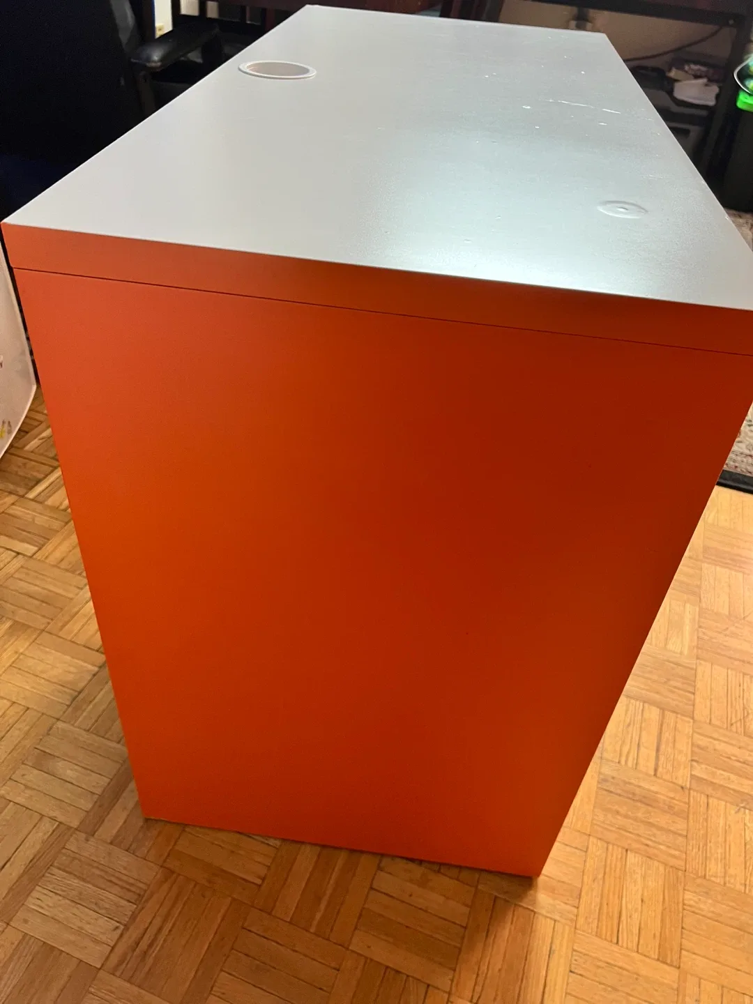 Solid Metal Study & Work Table/Desk - White & Orange image indicator(8)