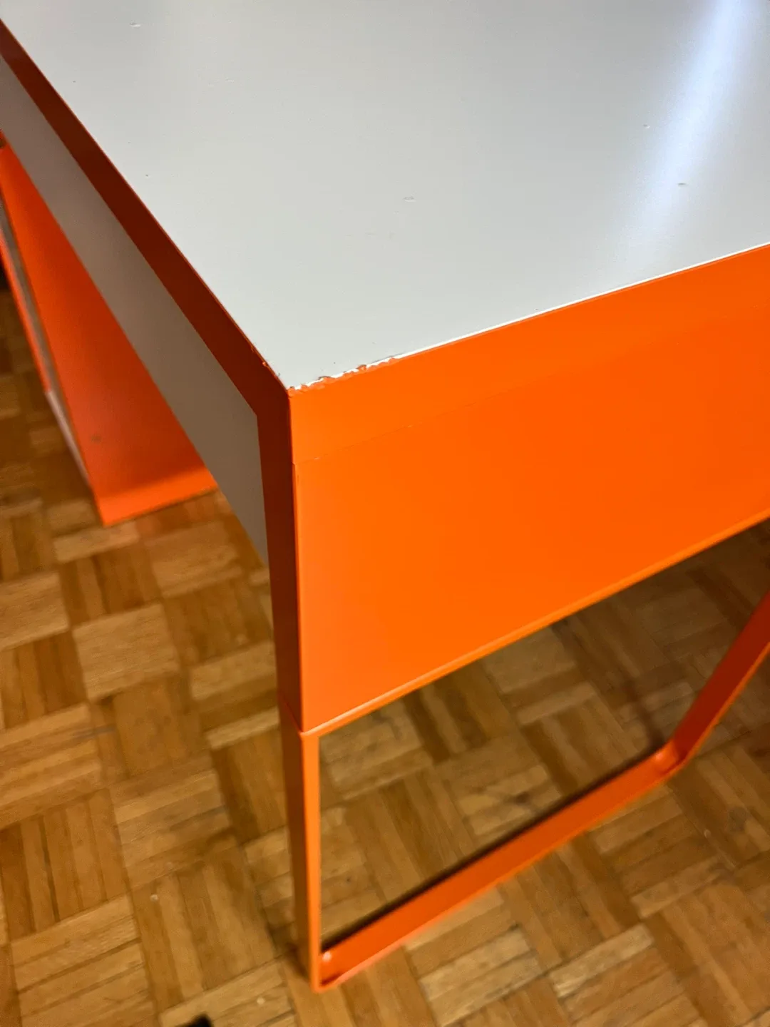Solid Metal Study & Work Table/Desk - White & Orange image indicator(6)