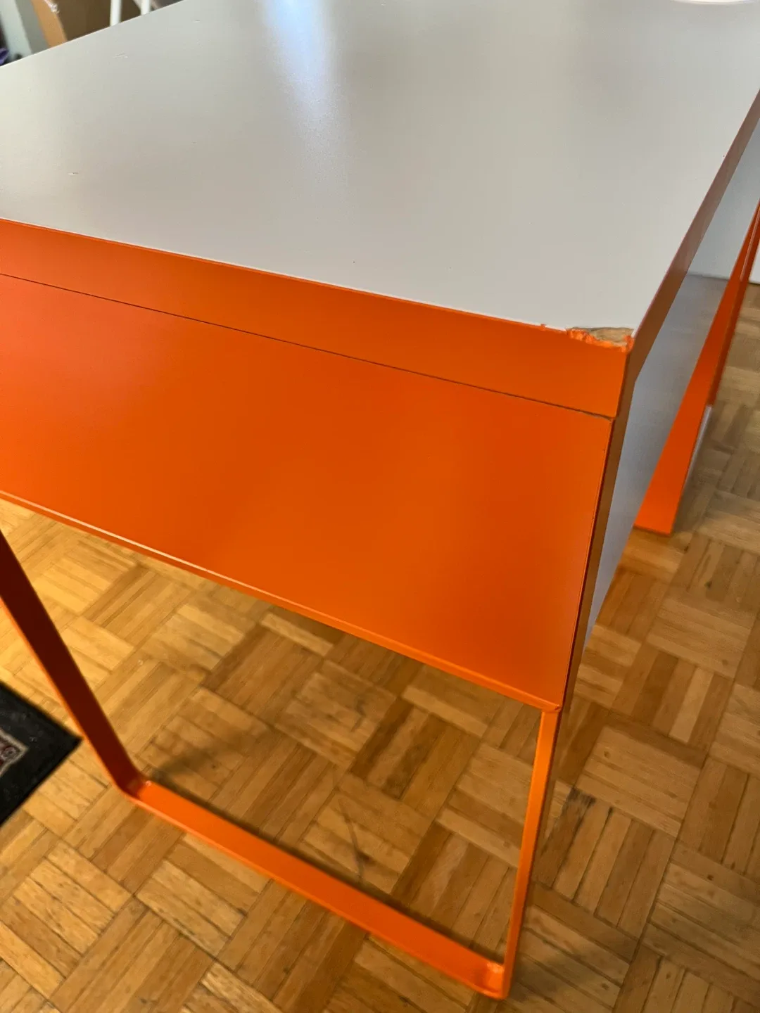 Solid Metal Study & Work Table/Desk - White & Orange image indicator(7)