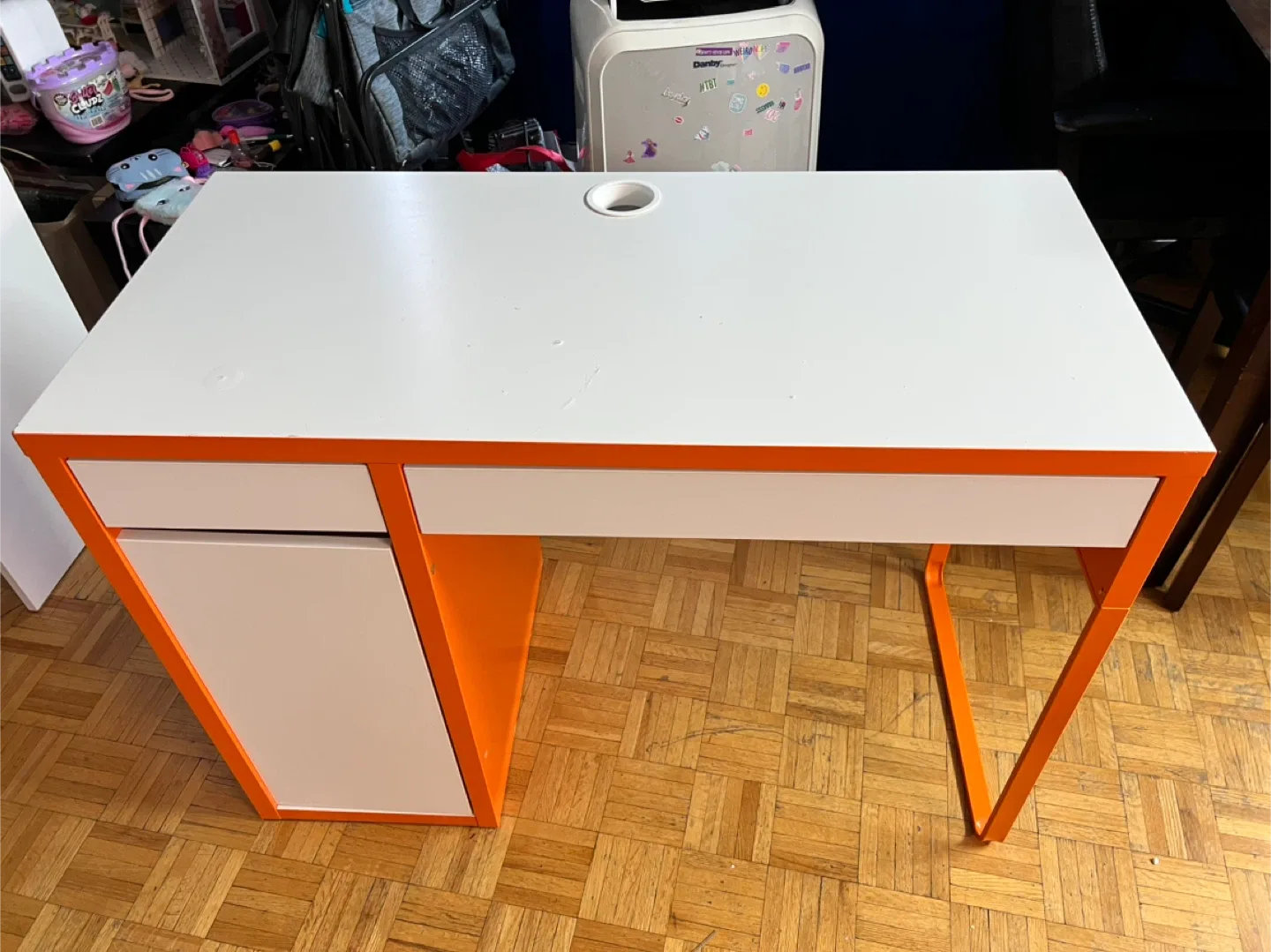 Solid Metal Study & Work Table/Desk - White & Orange thumbnail
