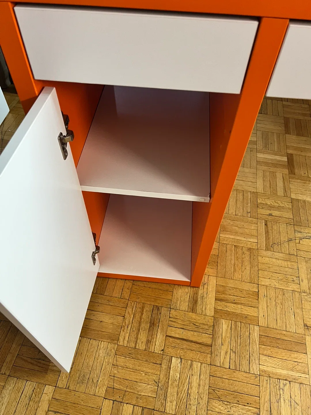 Solid Metal Study & Work Table/Desk - White & Orange image indicator(4)