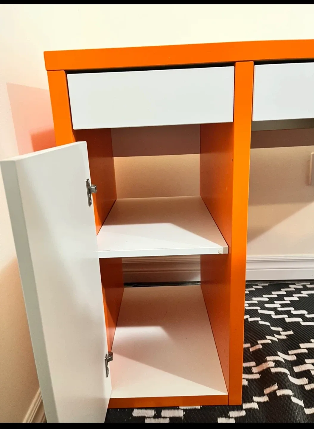 Solid Metal Study & Work Table/Desk - White & Orange image indicator(5)