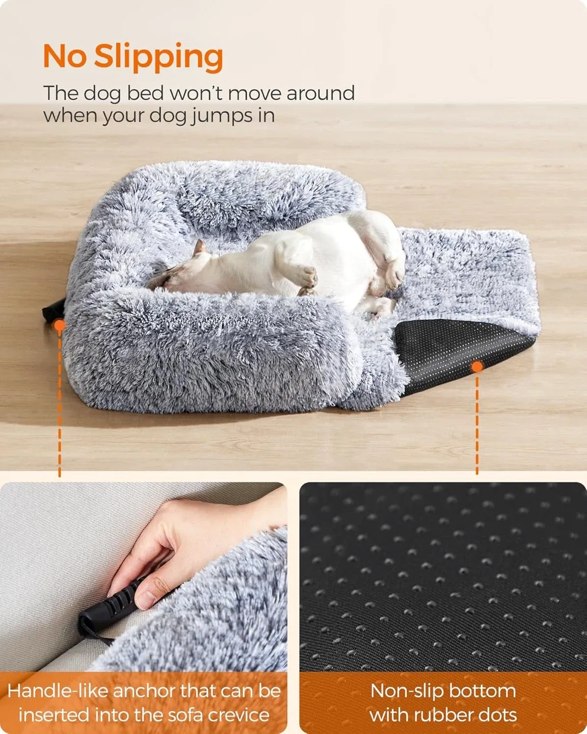 Feandrea Dog Bed, 32 x 30 x 6.3" Washable Cover UPGW221G02 image indicator(2)