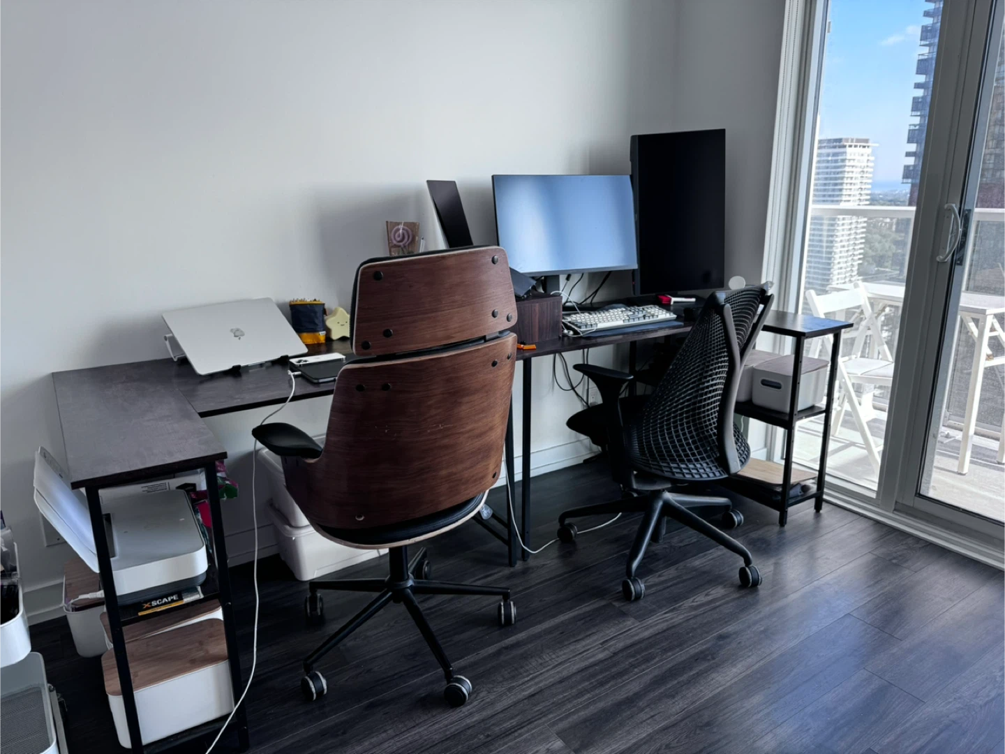 Dark Brown L-Shaped Desk 2pcs