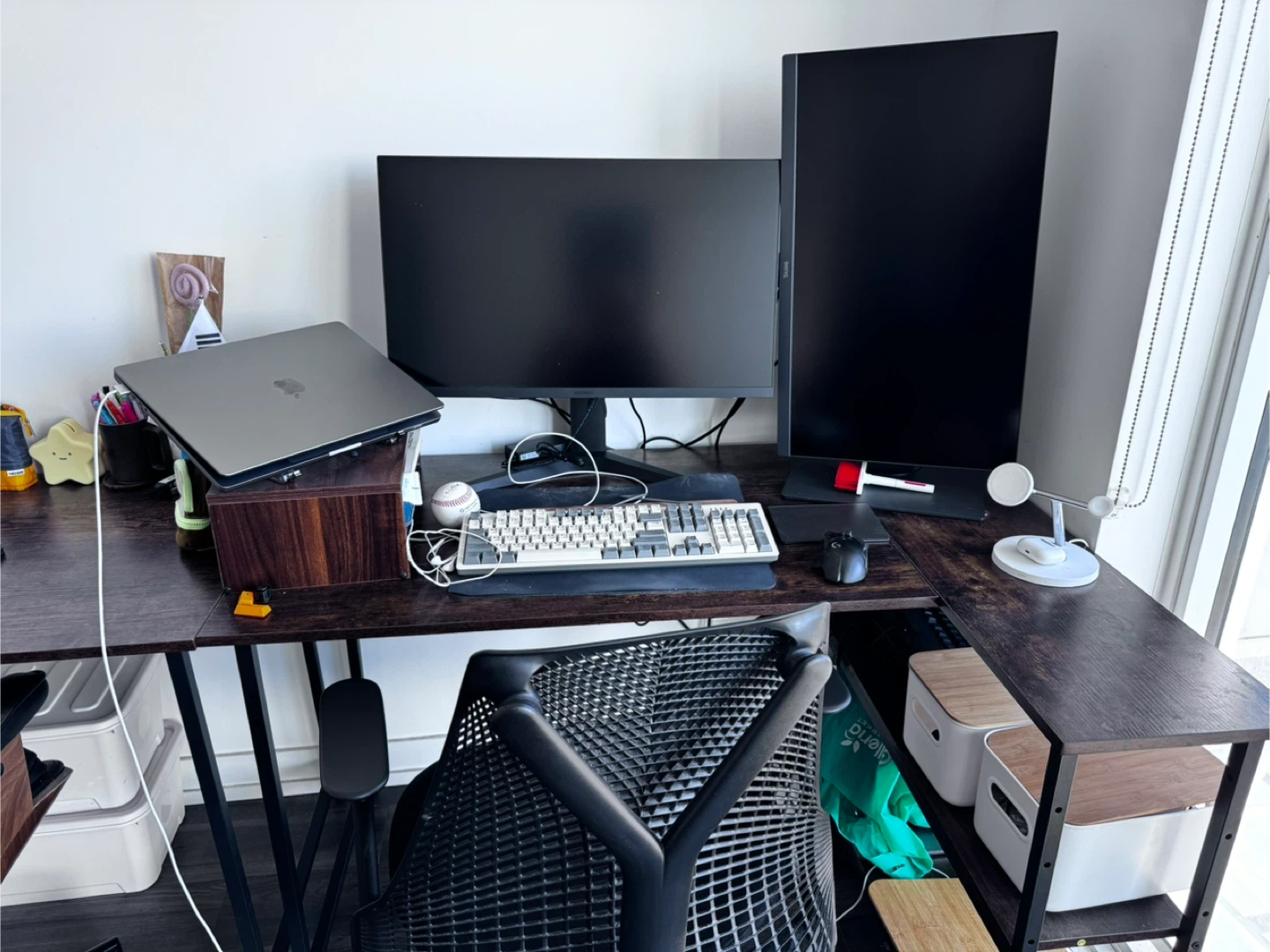 Dark Brown L-Shaped Desk 2pcs - photo 3