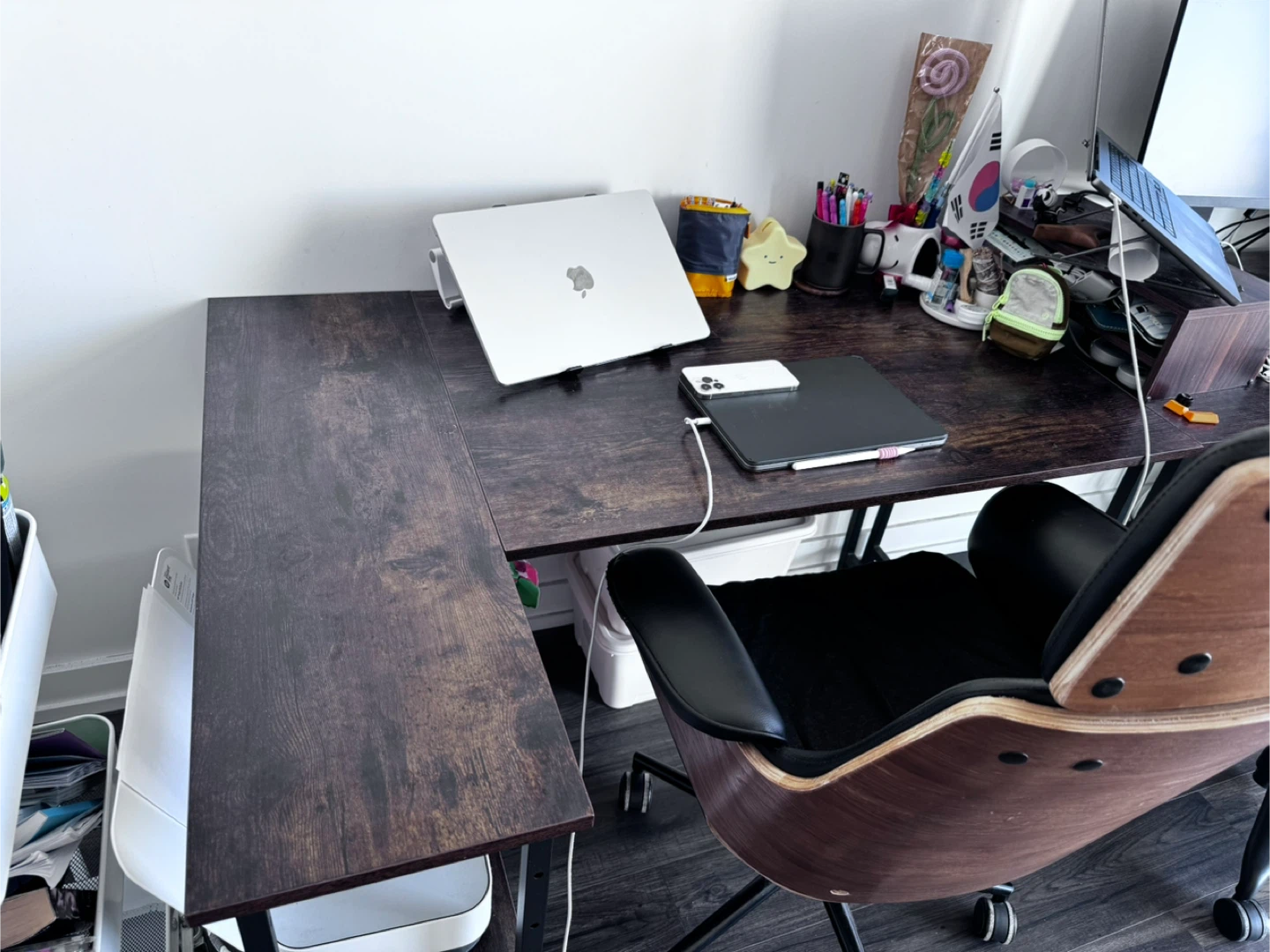 Dark Brown L-Shaped Desk 2pcs - photo 2