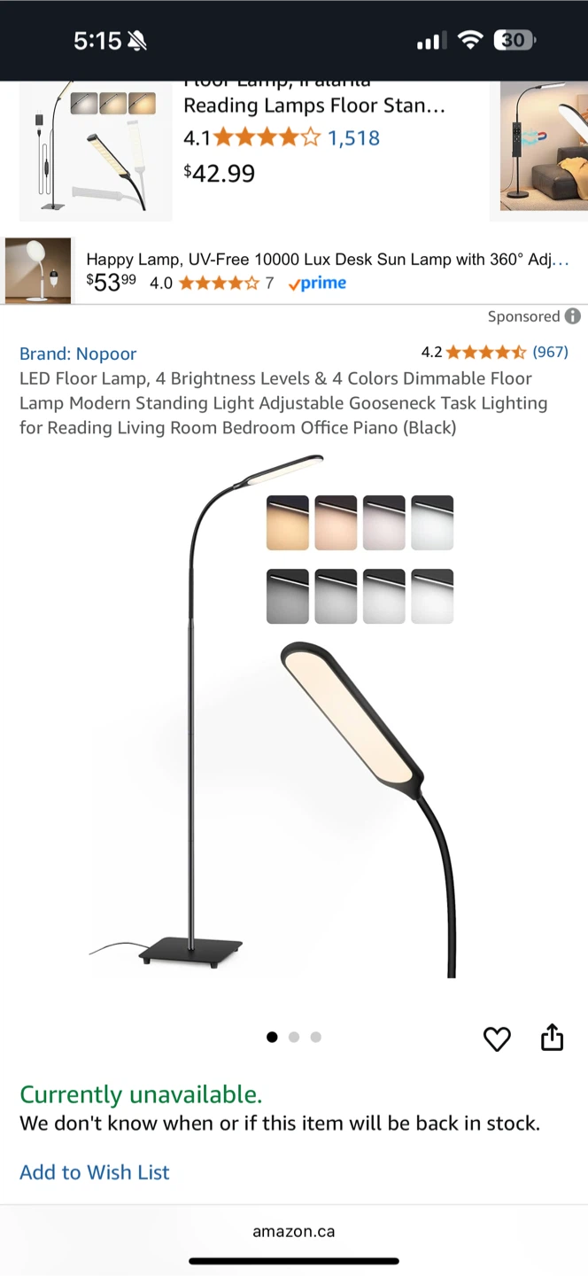 LED Floor Lamp, Black - photo 2