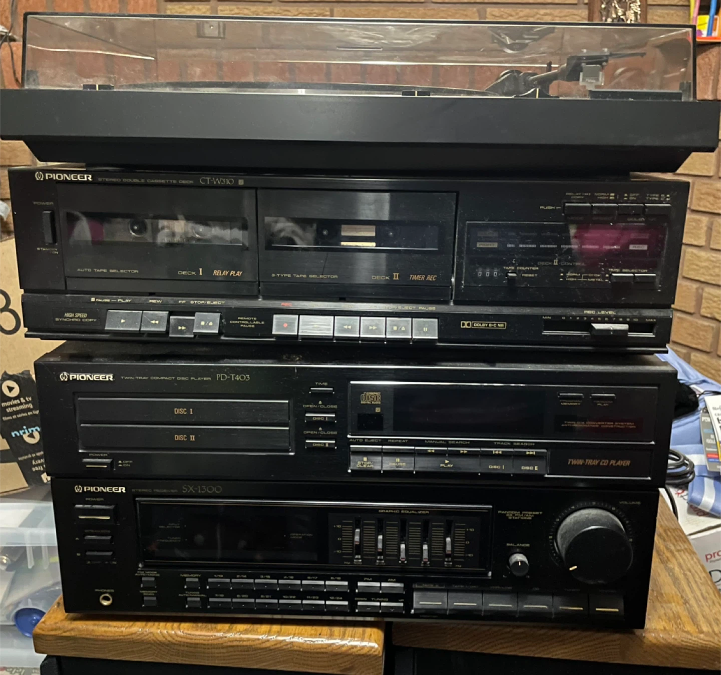 Pioneer Stereo System: Cassette Deck, CD Player, Receiver
