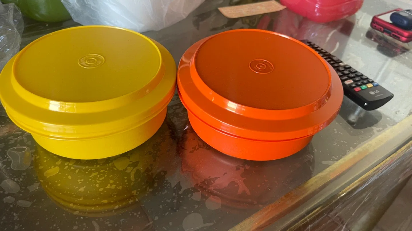 Tupperware Servalier Bowls - Yellow & Orange thumbnail