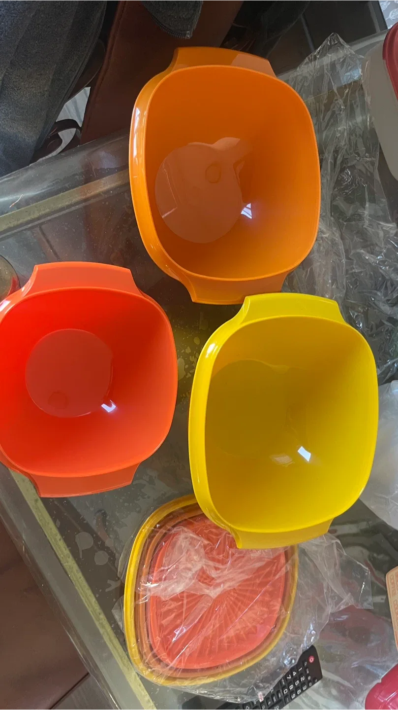 Tupperware Square Bowls Set - Orange, Yellow thumbnail