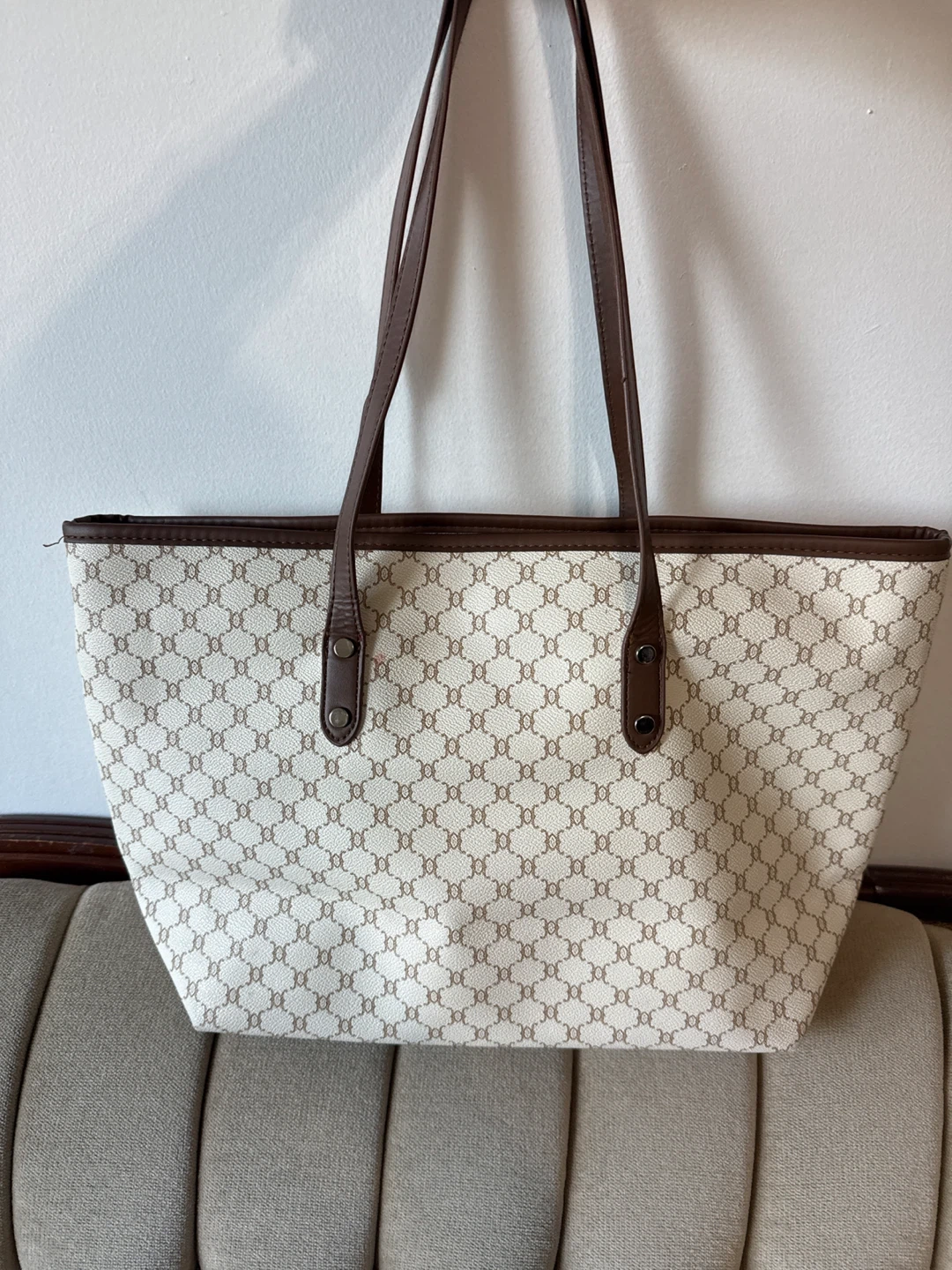 Patterned Tote Bag - Beige and Brown - photo 3