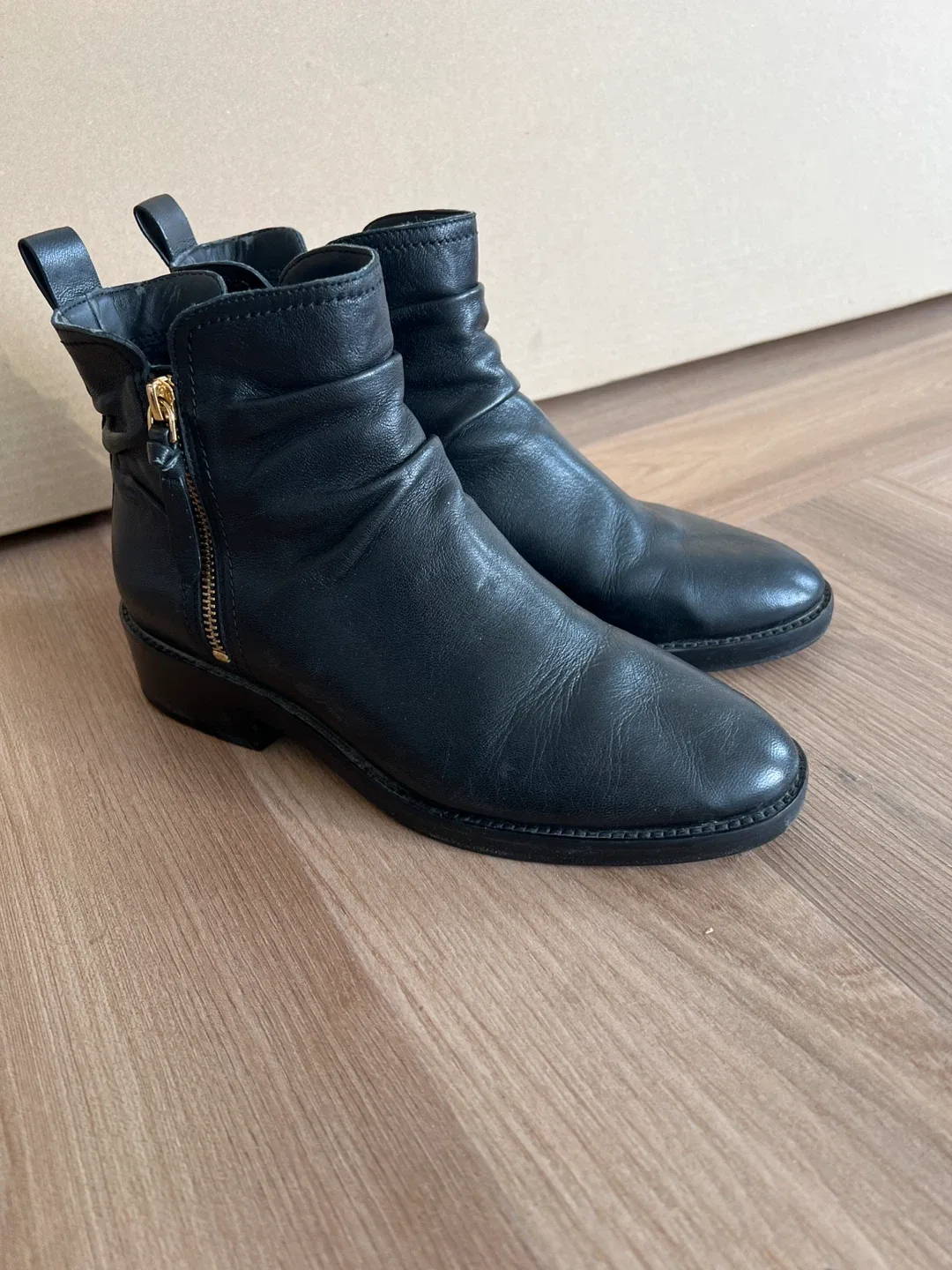 Cole Haan Grand.36Ø Black Leather Ankle Boots thumbnail