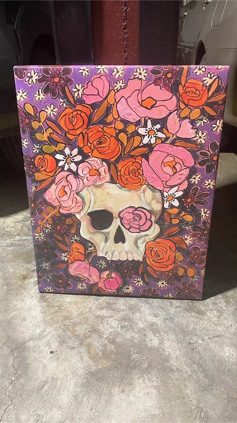 Floral Skull Canvas Wall Art