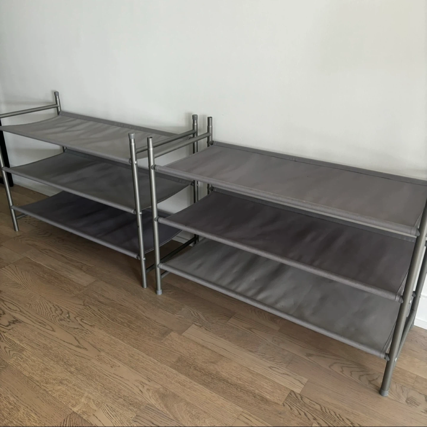 2x Gray 3-Tier Stackable Shoe Racks