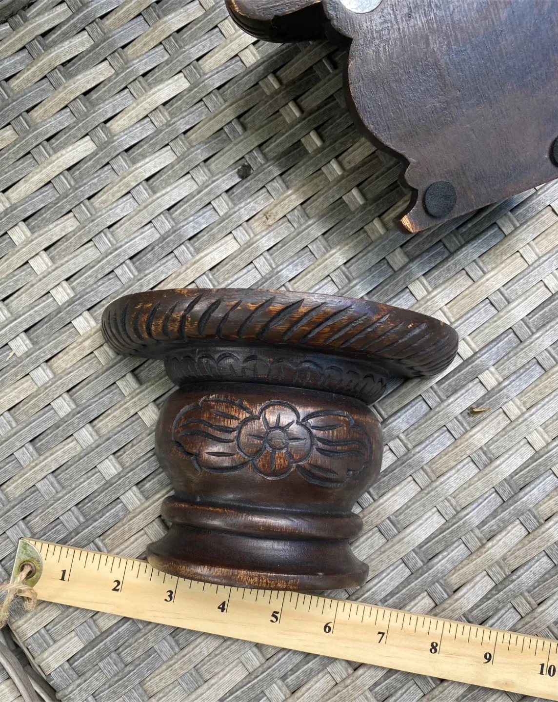 Pair Folk Art MCM Wood Carved Wall Shelves Brackets Sconces image indicator(6)