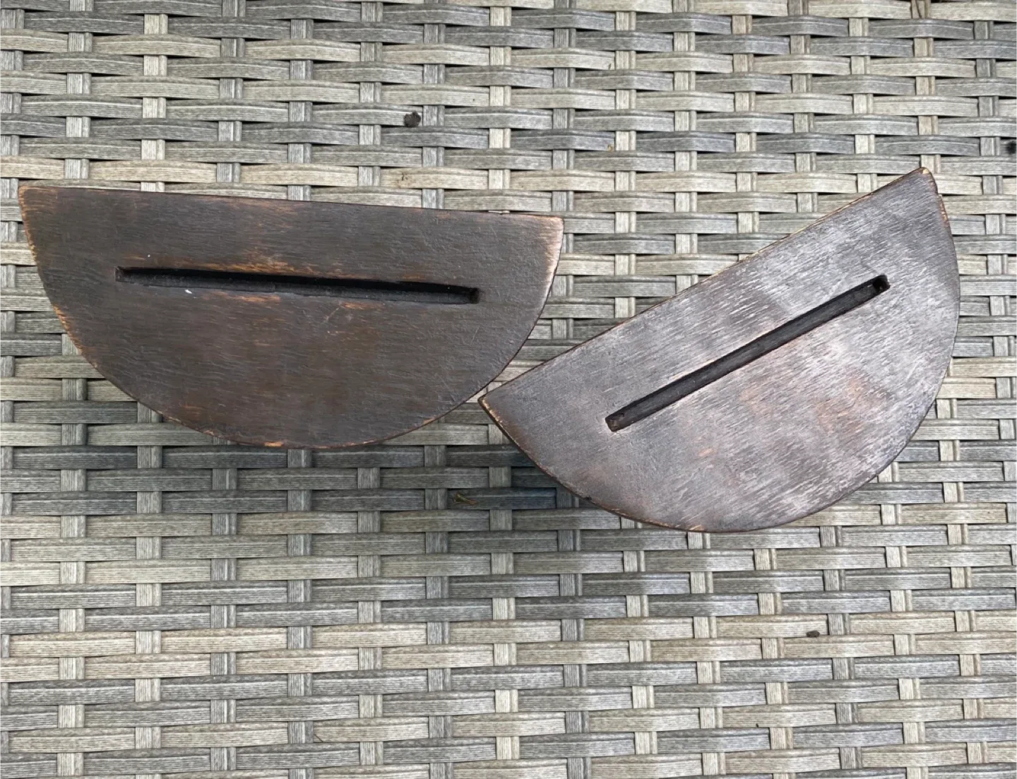 Pair Folk Art MCM Wood Carved Wall Shelves Brackets Sconces image indicator(9)