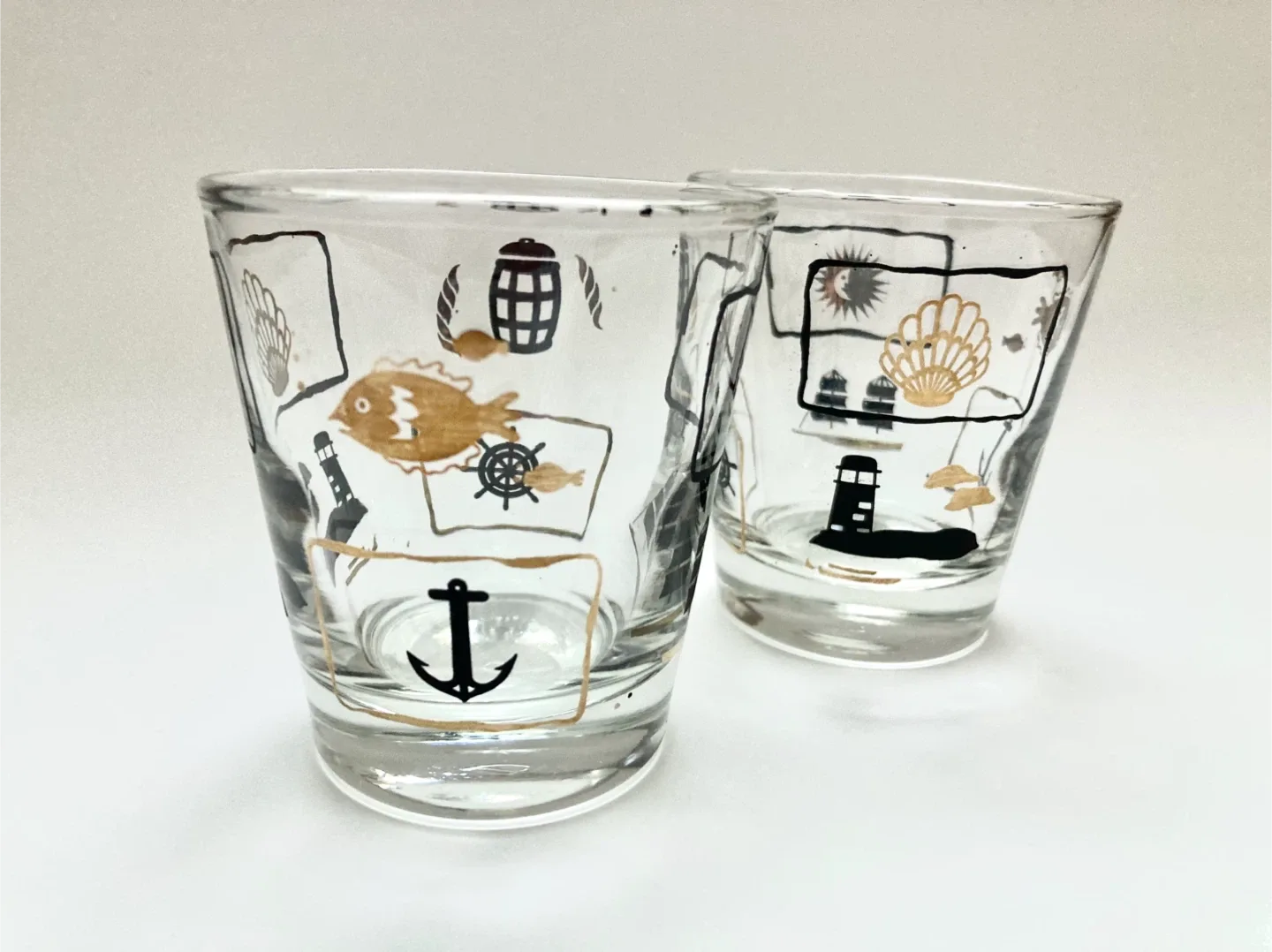 Pair of Vintage MCM Nautical Lowball Glasses thumbnail