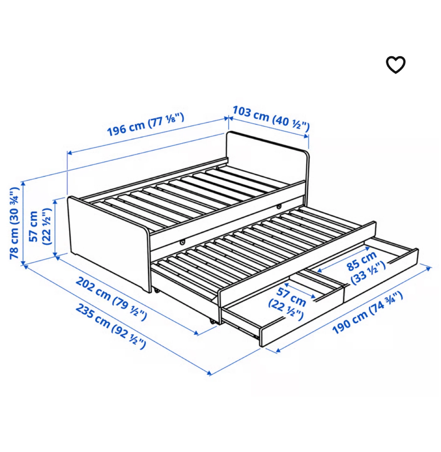 IKEA SLÄKT  Trundle bed w 2 Drawers - photo 2