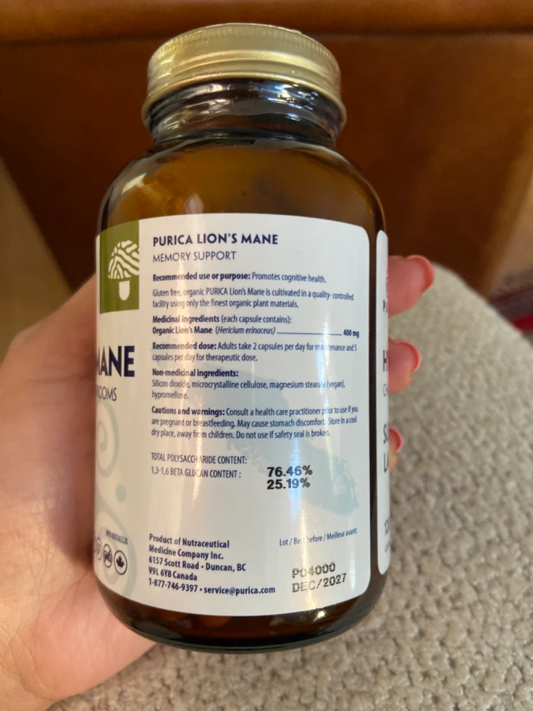 Purica Lion's Mane Memory Support - 120 Capsules - photo 2
