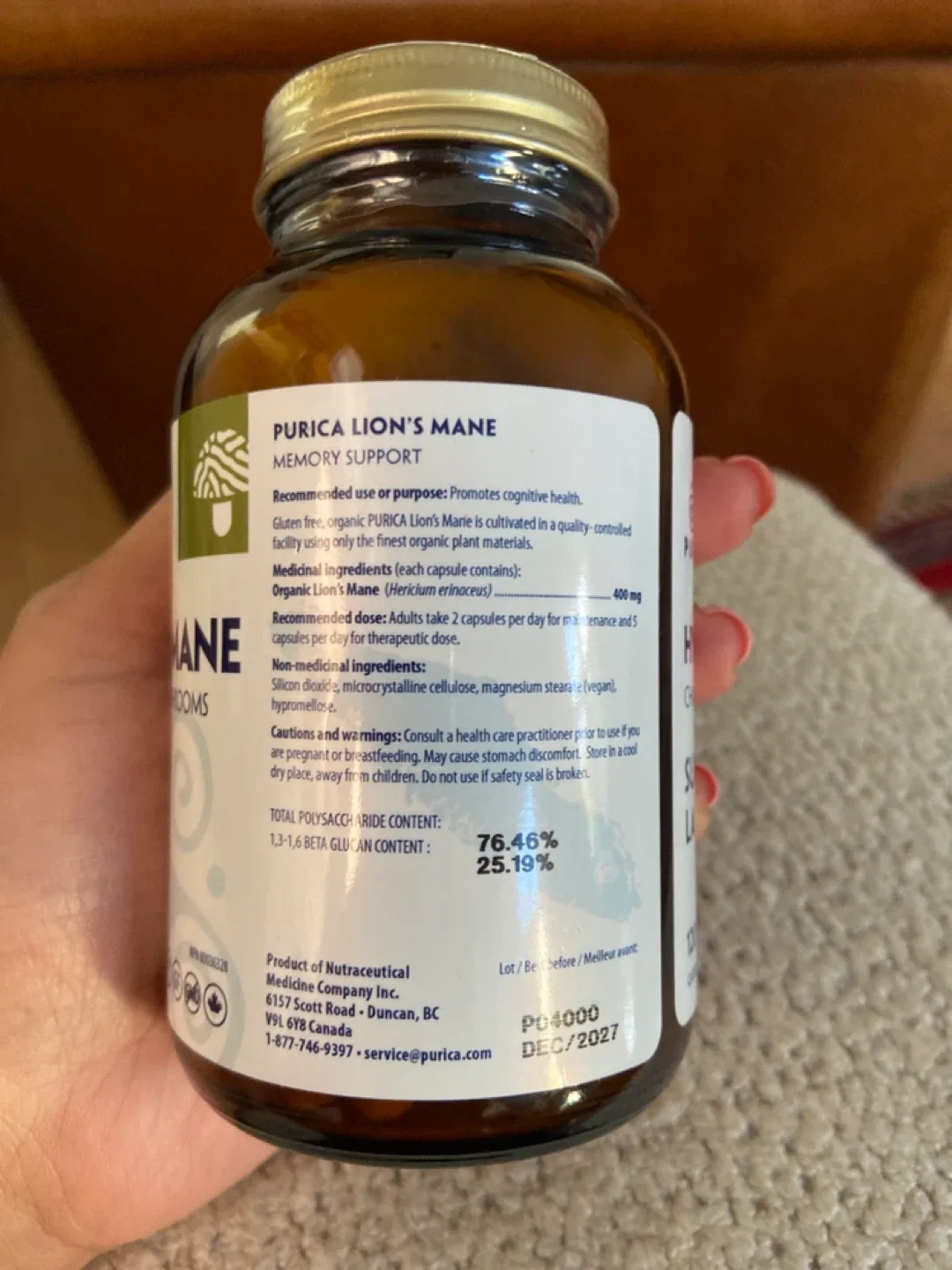 Purica Lion's Mane Memory Support - 120 Capsules image indicator(2)