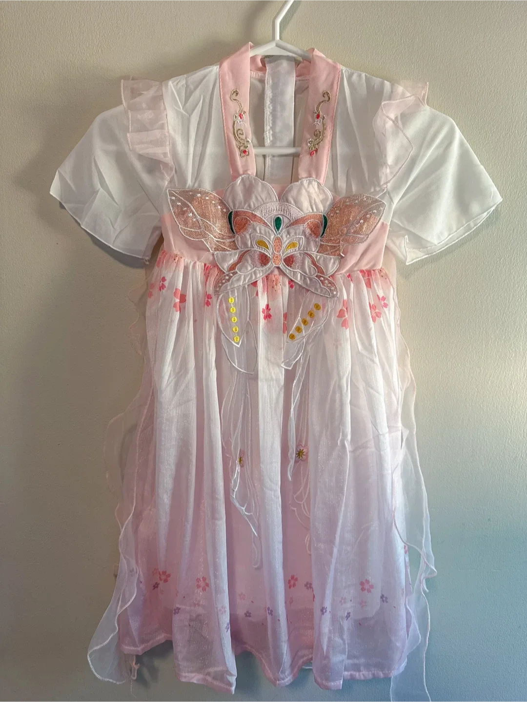 Pink & White Chinese Traditional Dress Toddler 4-5T thumbnail