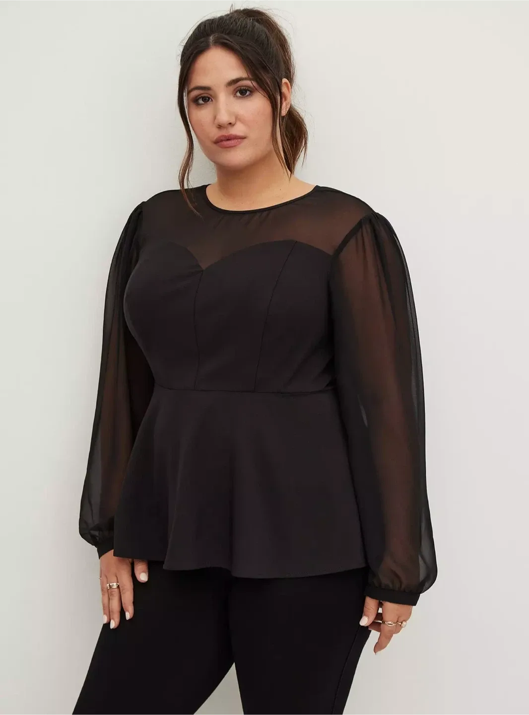 Torrid Mesh Sleeve Peplum Top – Size 3X (22–24)