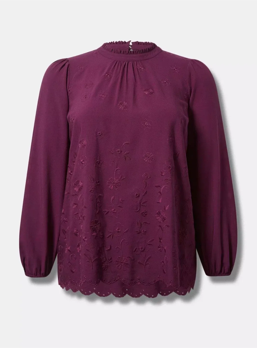 Torrid Plum Embroidered Top – Size 4 (26) thumbnail