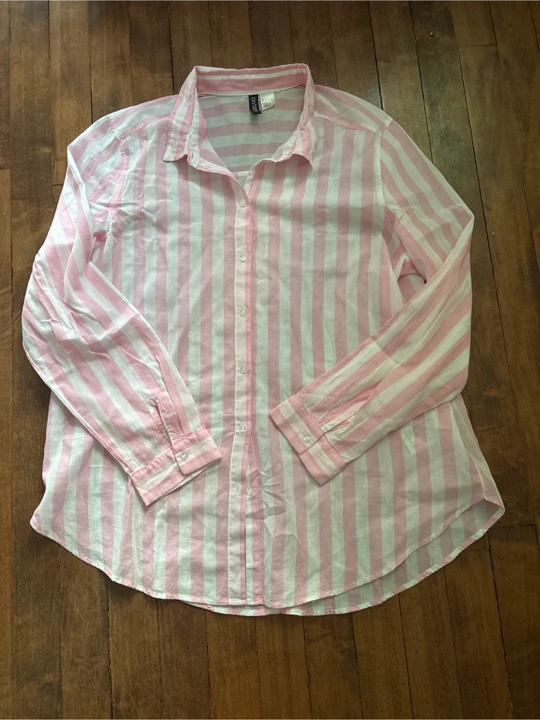 H&M Striped Button-Up Shirt - Size L thumbnail
