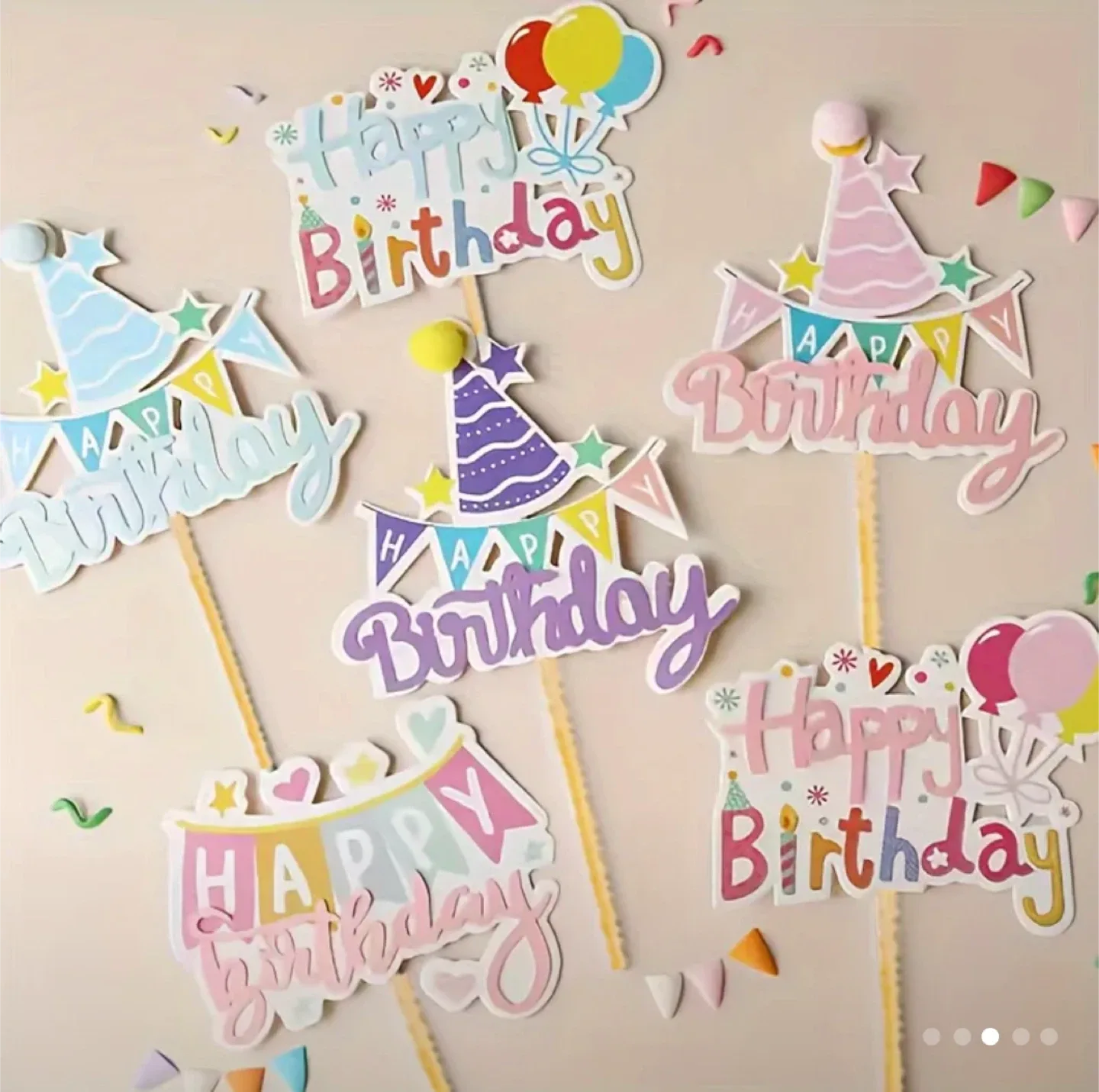 25pc Happy Birthday Cake Toppers image indicator(3)