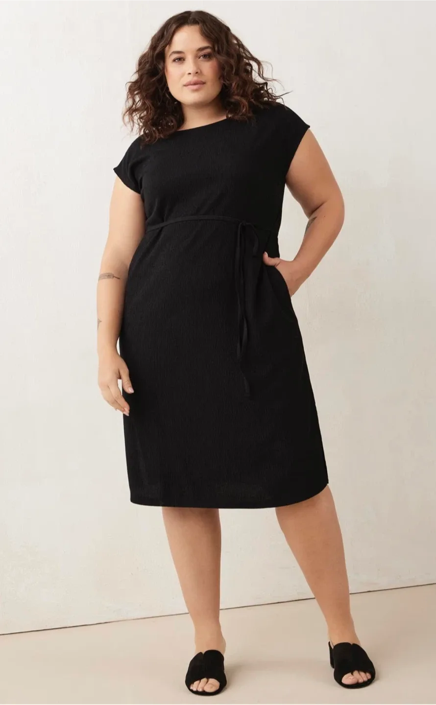 Penningtons Black Cap Sleeve Midi Dress – Size 2X thumbnail