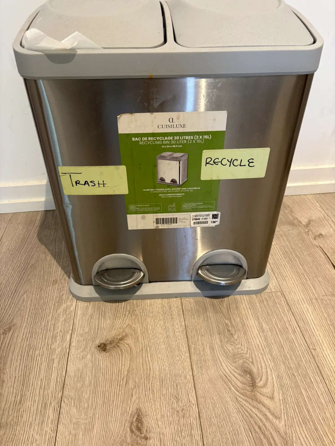 Cuisiluxe Dual Bin 2 X 15 Liter. image indicator(2)