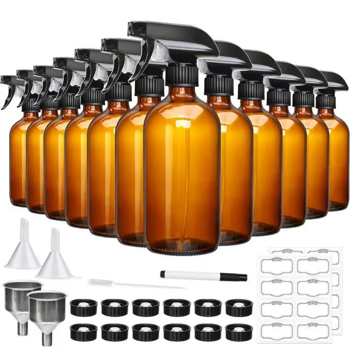16oz Amber Glass Spray Bottles (Set of 12) thumbnail