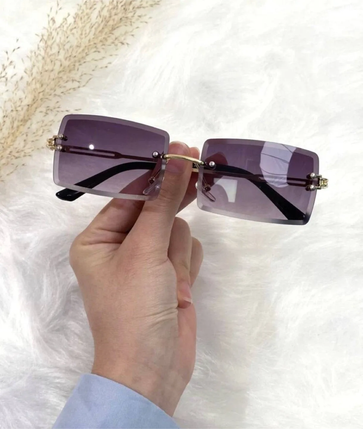 Rimless Sunglasses Shades violet unisex UV400 thumbnail