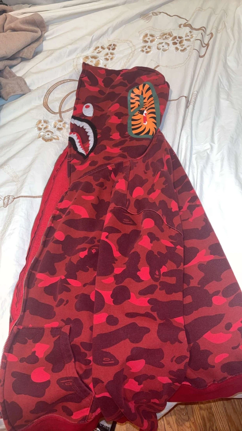 BAPE Red Camo Shark Full Zip Hoodie - photo 5