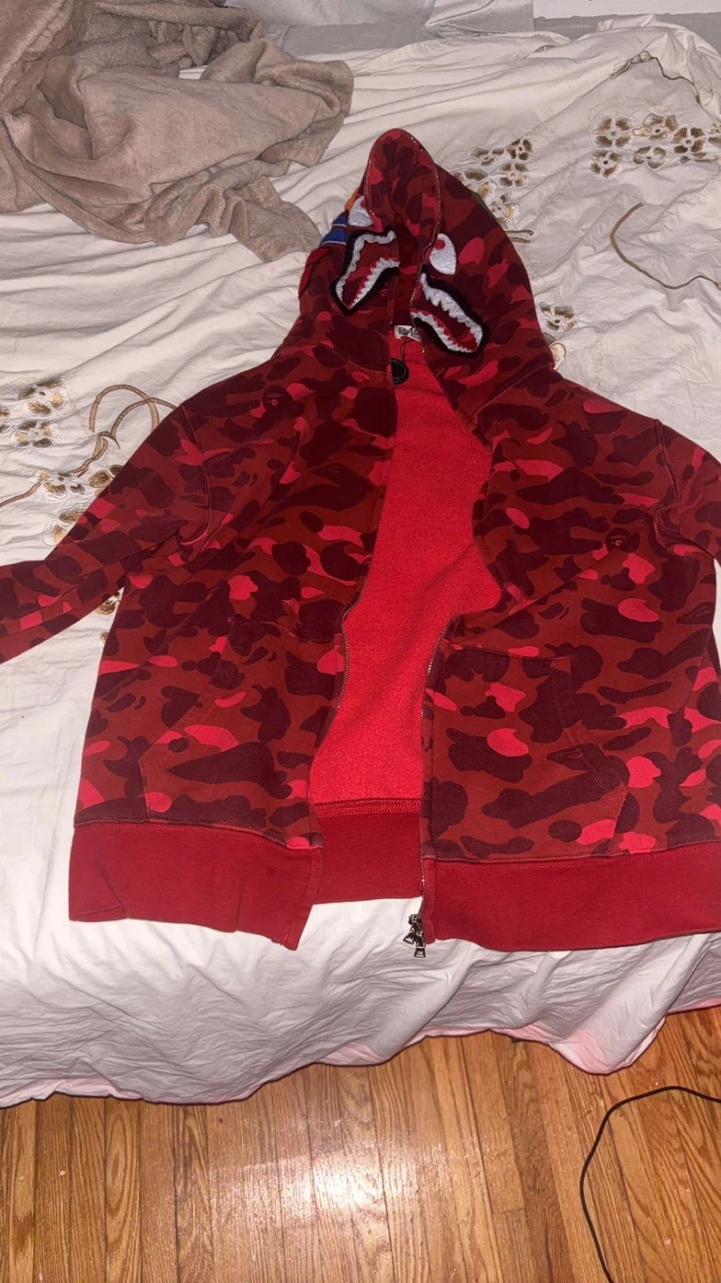 BAPE Red Camo Shark Full Zip Hoodie