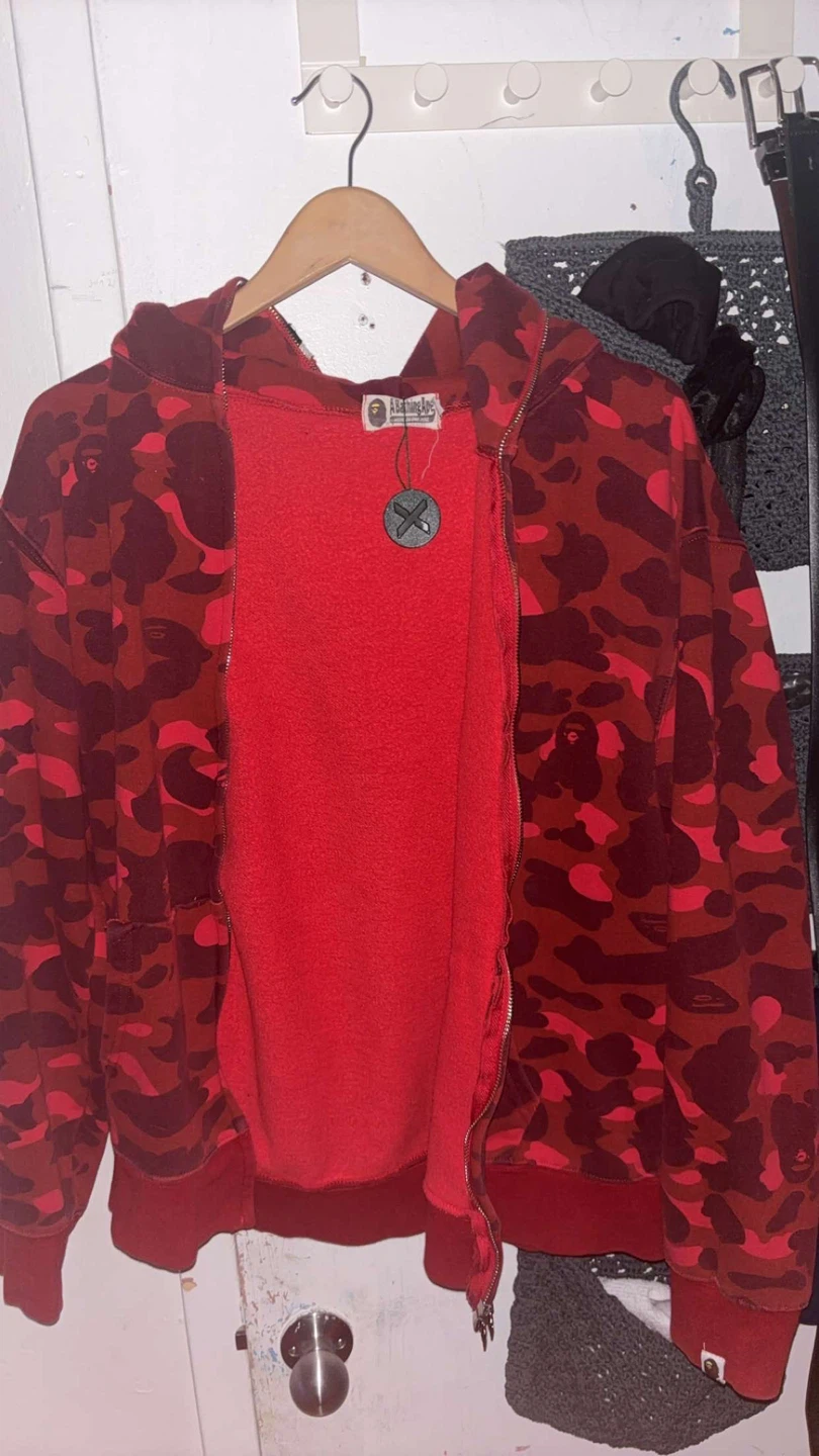 BAPE Red Camo Shark Full Zip Hoodie - photo 4