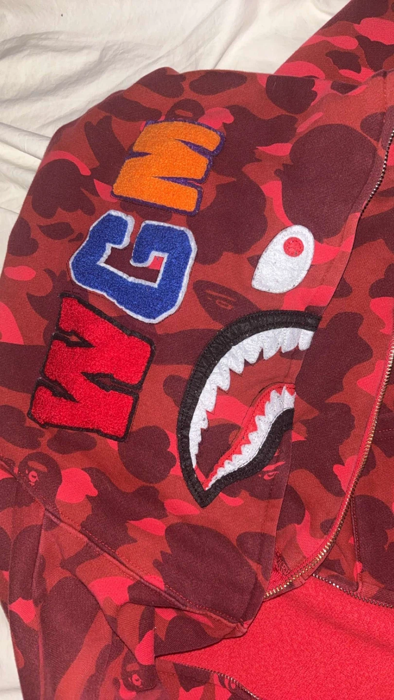BAPE Red Camo Shark Full Zip Hoodie - photo 3