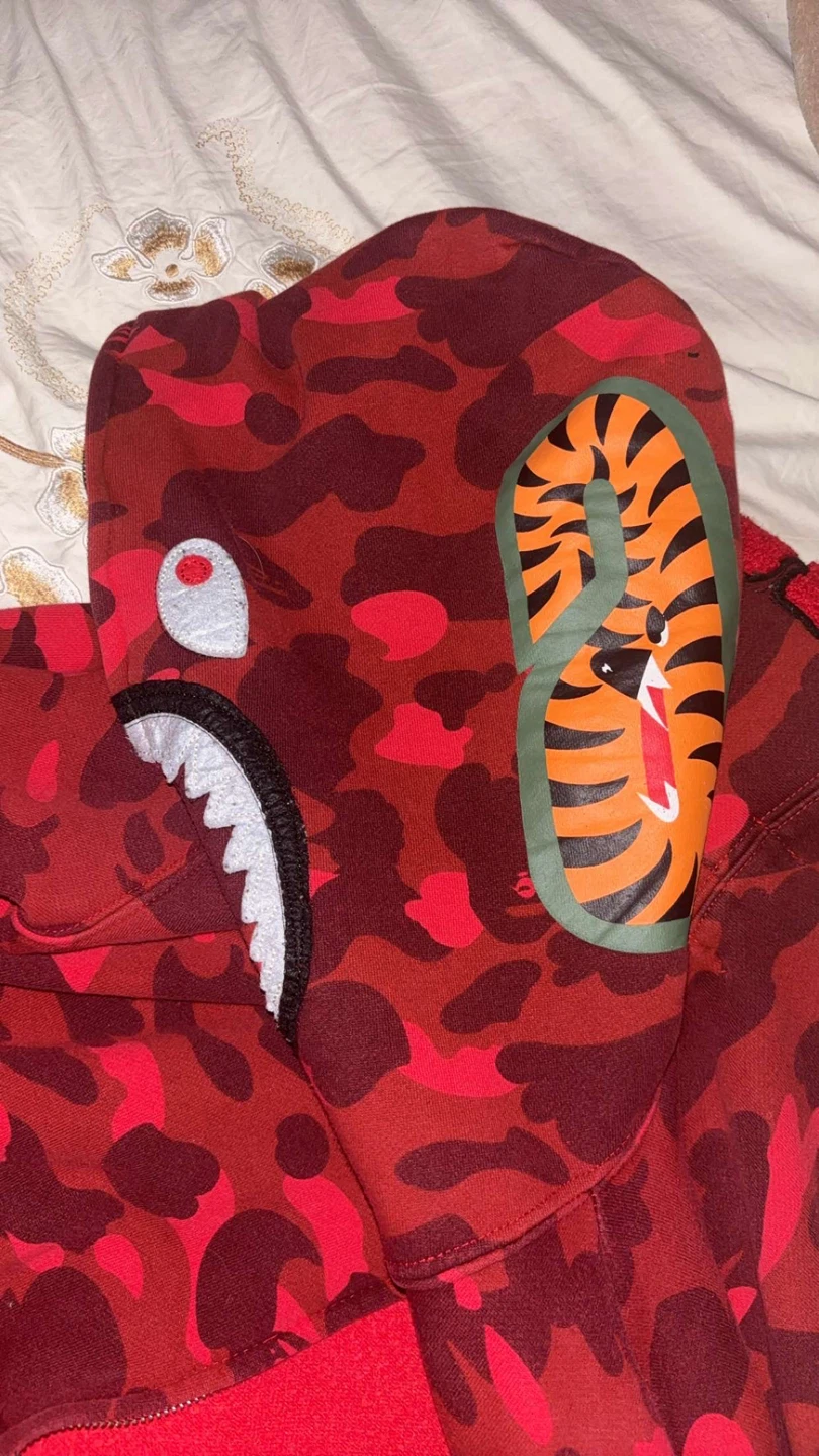 BAPE Red Camo Shark Full Zip Hoodie - photo 2